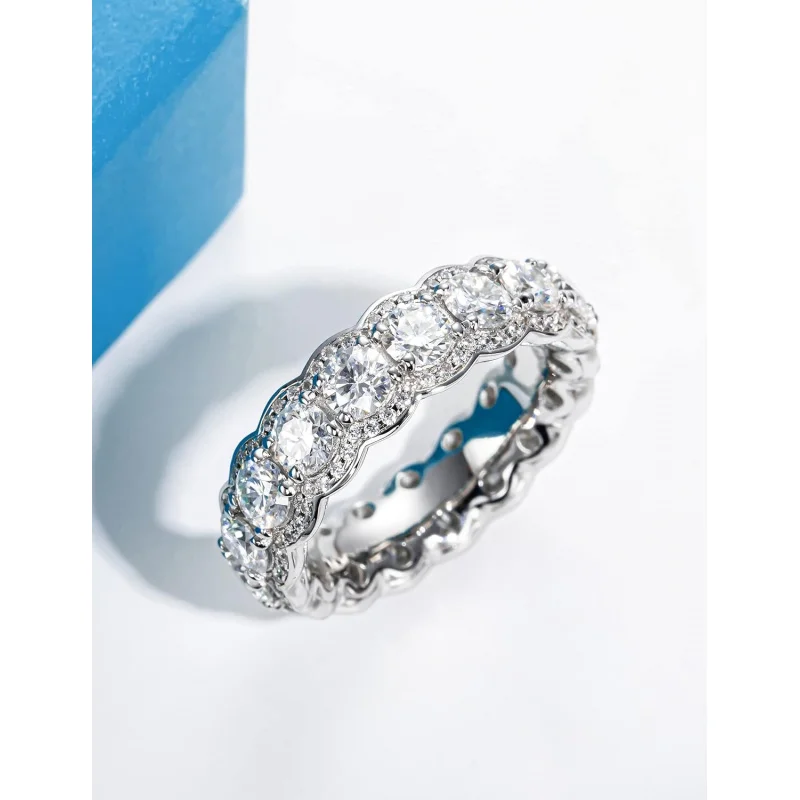 4.0 mm 5.7 CT Full Moissanite Wedding Band for Women Lab grown diamond 14k GOLD -Plated Silver Custom & Wholesale Jewelry