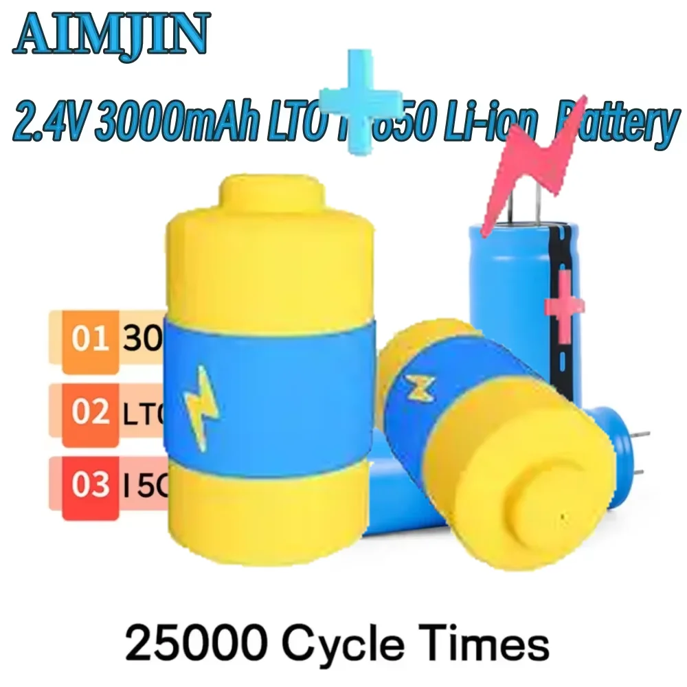 

LTO 18650 Lithium Battery 2.4V 3000mAh Titanic Acid Battery 15C Power Rechargeable Low Temperature Cell 25000 Cycles