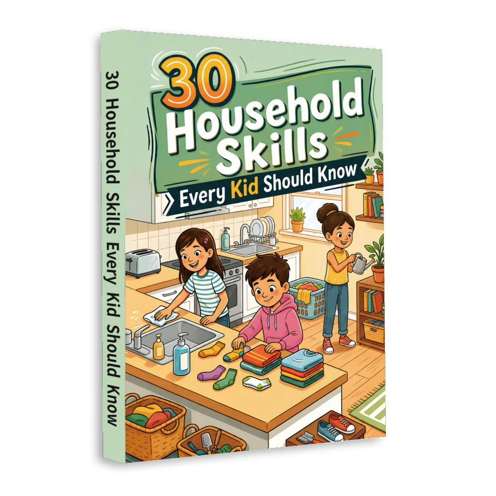 30 Household Skills Every Kid Should Know, Life Skills Book for Chores, Cleaning, Laundry, Kitchen Basics and Independence