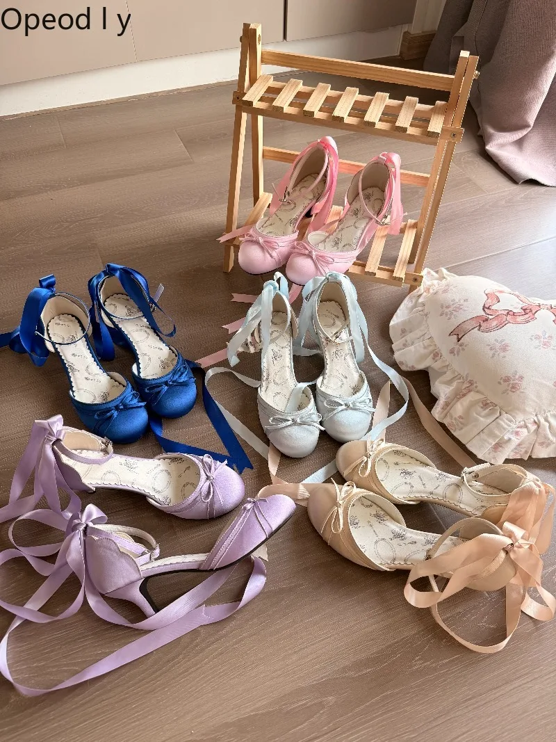 Glitter Girl Lolita - Sandalias de ballet originales con lazo, estilo stiletto, para Mitzvah, tacones altos de verano, zapatos Mary Jane para mujer