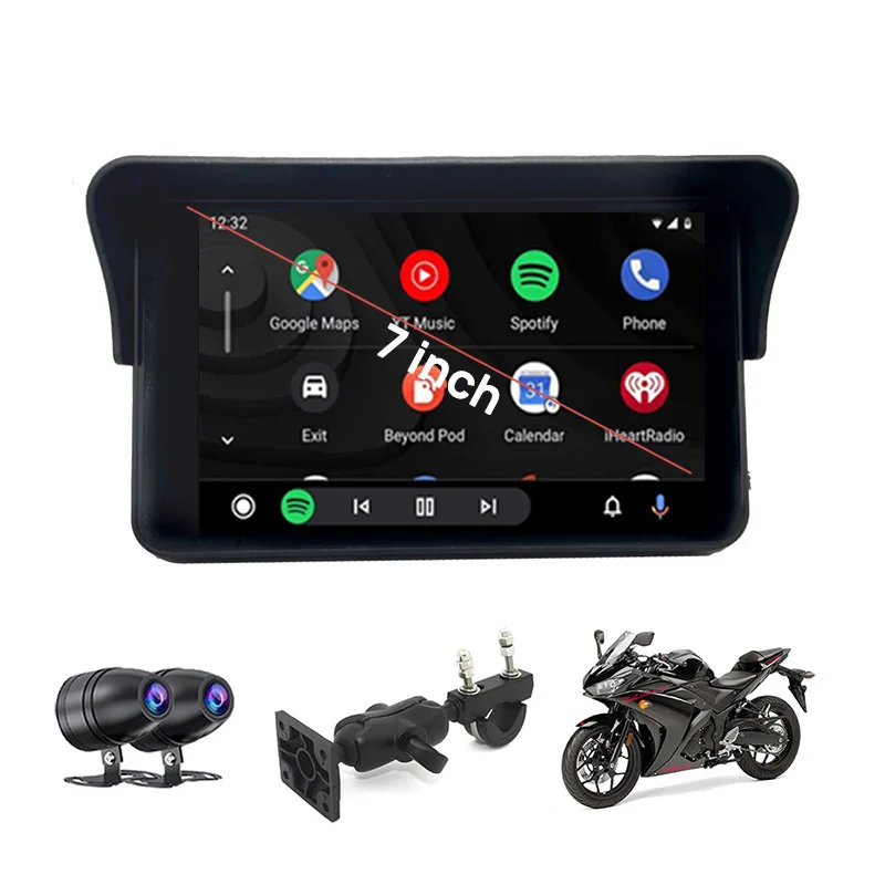 

2025 HD Touchscreen Wireless Carplay Android Auto IPX7 Waterproof for Motorcycle Navigation 7" Adventure Bike WiFi