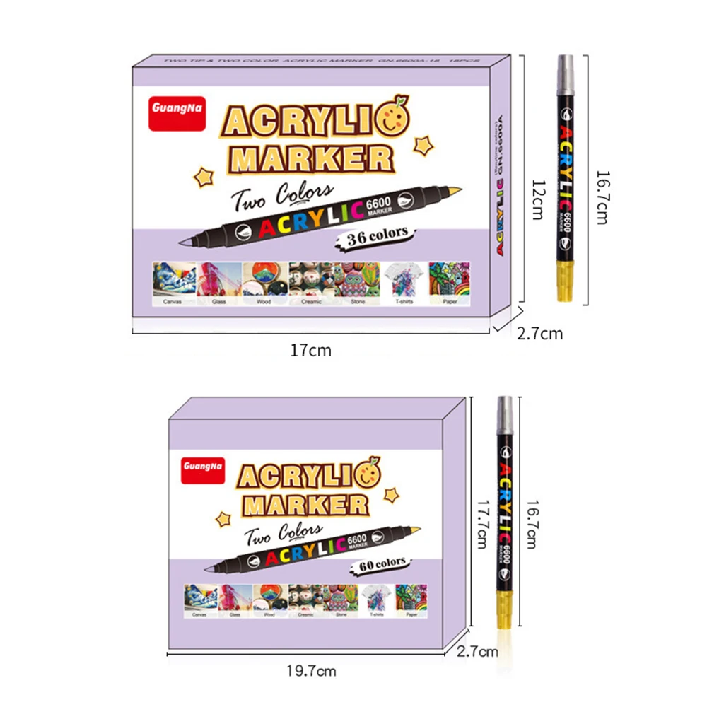 1-Piece Colorful Multi-Pack Drawing Set Dual-Tip Marker Soft Brush Set for DIY Photo Album Decoration Waterproof Graffiti Paint