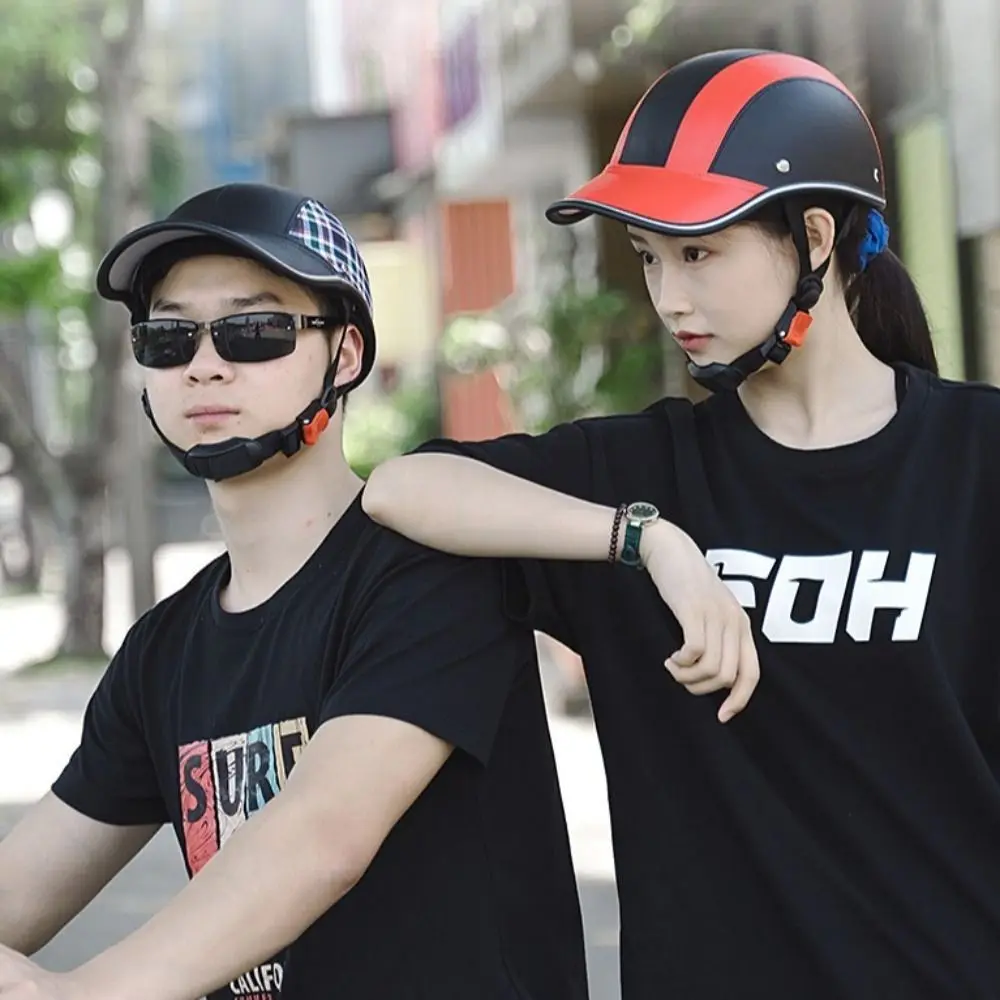 Light Baseball Cap Style Bicycle Helmet Adjustable Strap Hard Cycling Helmet Anti-UV Half Face Motorcycle Half Helmet MTB