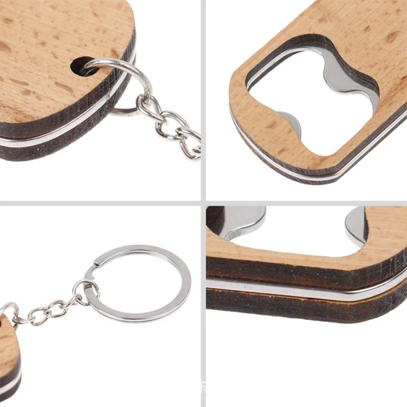 15 Pack Bottle Opener Blank Wooden Keychain Blanks For Laser Engraving Wood Bottle Openers Bulk Key Chains Engraved Key