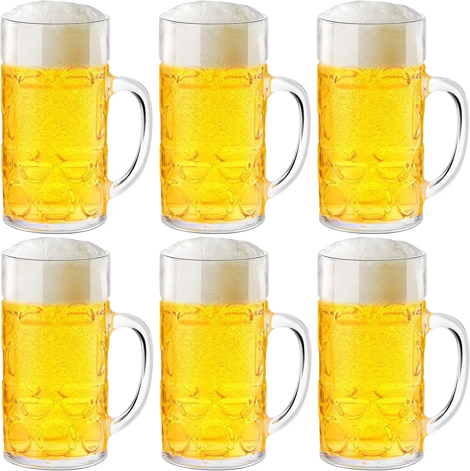 Plastic Beer Mugs 20 oz./600ml Beer Steins with Handles Reusable Beer Drinking Cups Clear Large Beer Mugs for Bar Beverages
