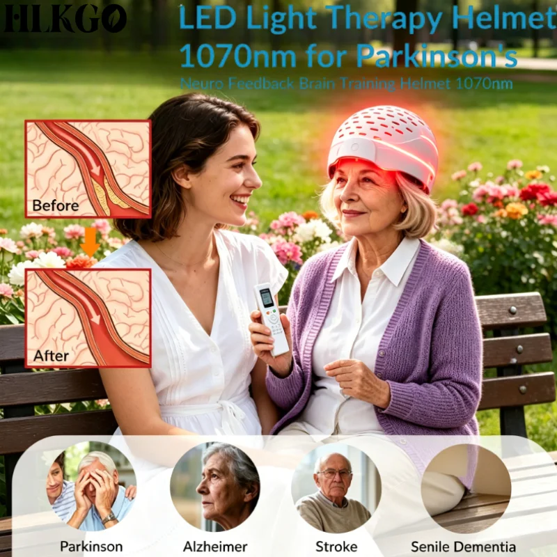 Clinical Grade 1070nm NIR LED Brain Helmet for Parkinson Disease Stroke Recovery Dementia Cognitive Support Home Treatment