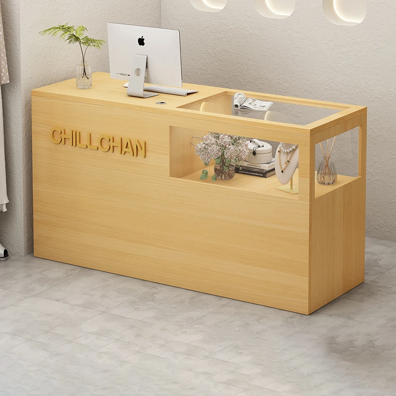 Trendy Beauty Bar Counter Cabinet Simple Luxury Modern Nordic Reception Desks Quality Elegant Mostrador Commercial Furniture