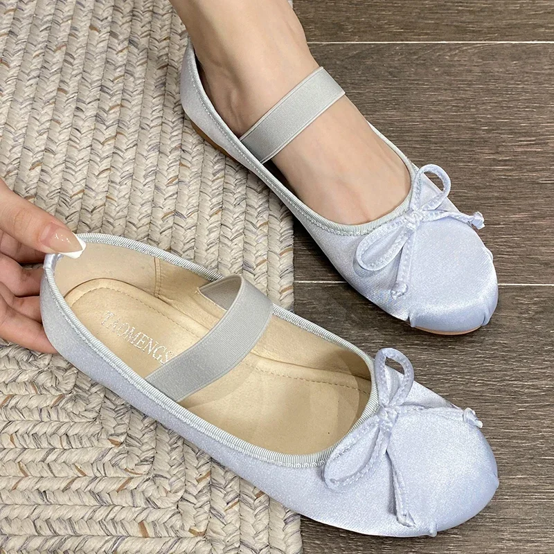 Women Flats Mary Janes 2024 Casual Rhinestones Spring Fashion Female Shoes Ballet Flat Slides Ladies Outside Sandals Footwear