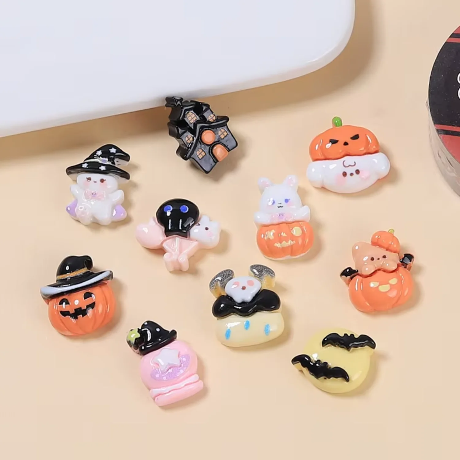 Halloween Resin Charms Mini Pumpkin Ghost for Diy Shoes Decor Nail