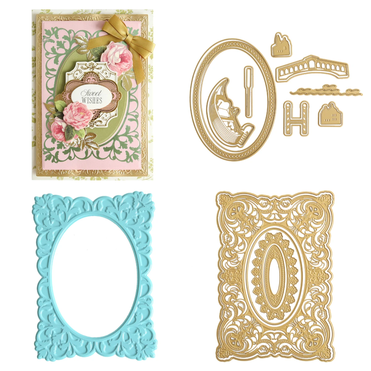 2026 Neue ovale, verzierte Rahmen, vergoldete Heißfolienplatten und Metall-Stanzformen für DIY-Scrapbooking, Papierhandwerk, handgemachtes Album, Prägung