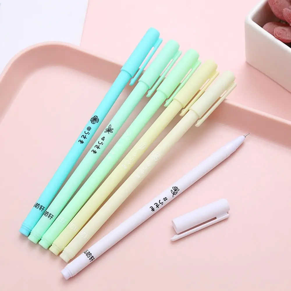 6Pcs/set Sign Pen Black Gel Pens 0.5mm Simple Ballpoint Pen Smooth Handwriting Roller Pen School Office Stationery