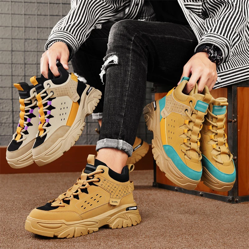 

Men's Casual Sports Shoes Fashionable and Versatile High Top Shoes Paired with Work Pants Anti Slip and Wear-resistant