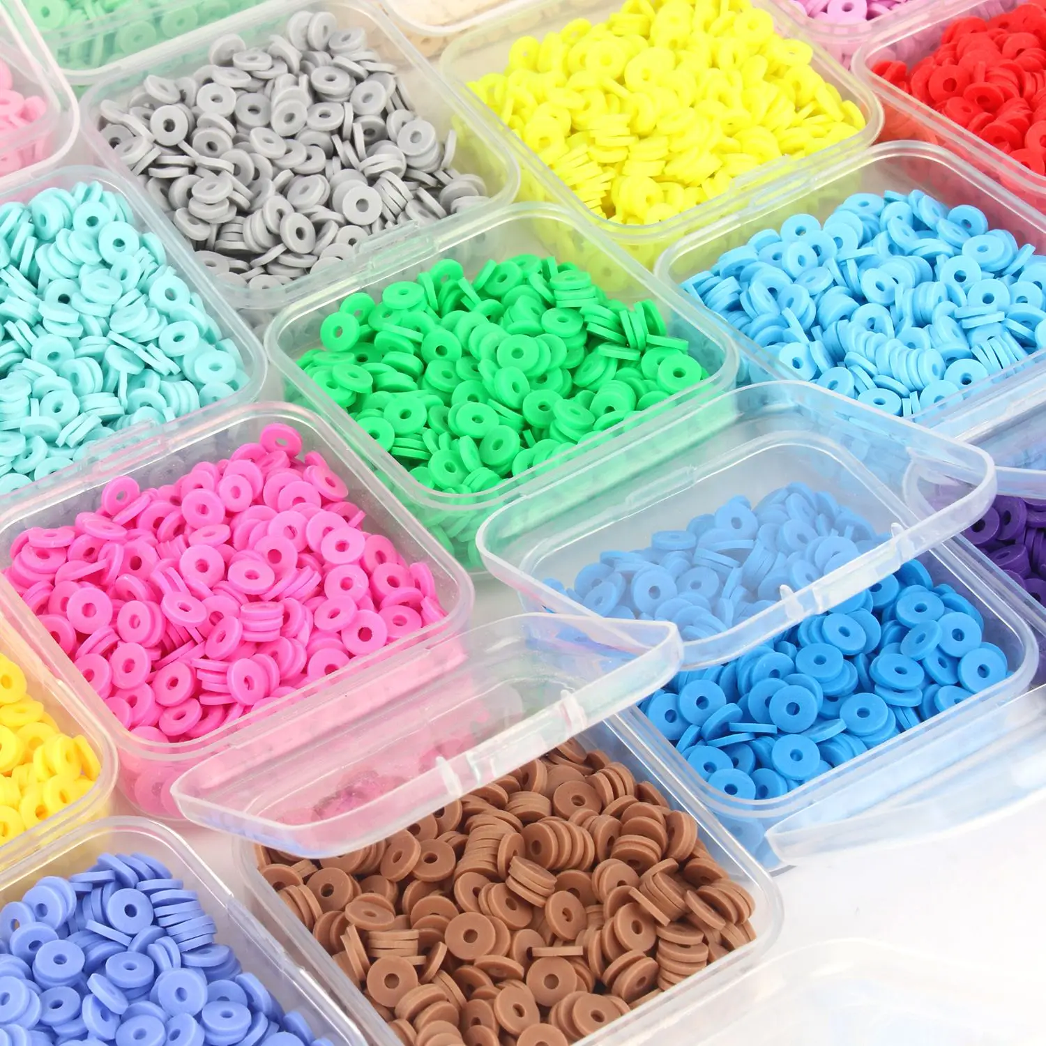 1 Doos 500Pc 6Mm Zomer Kleuren Platte Ronde Handgemaakte Polymeer Klei Kralen Chip Disk Losse Spacer Kralen Voor sieraden Maken Diy Ketting