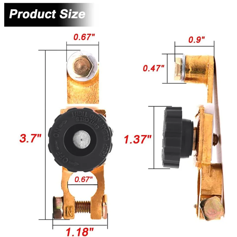 12V Battery Disconnect Switch Black Red Durable Battery Cut Off Switch Terminal link Rotary Battery Isolator Switch