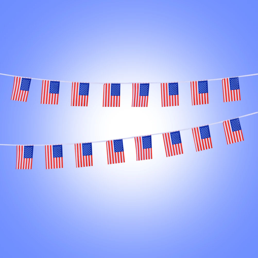 

7M USA Flag Banner Patriotic Decoration Polyester 4th July Party Independence Day Outdoor Garland Festive Supplies