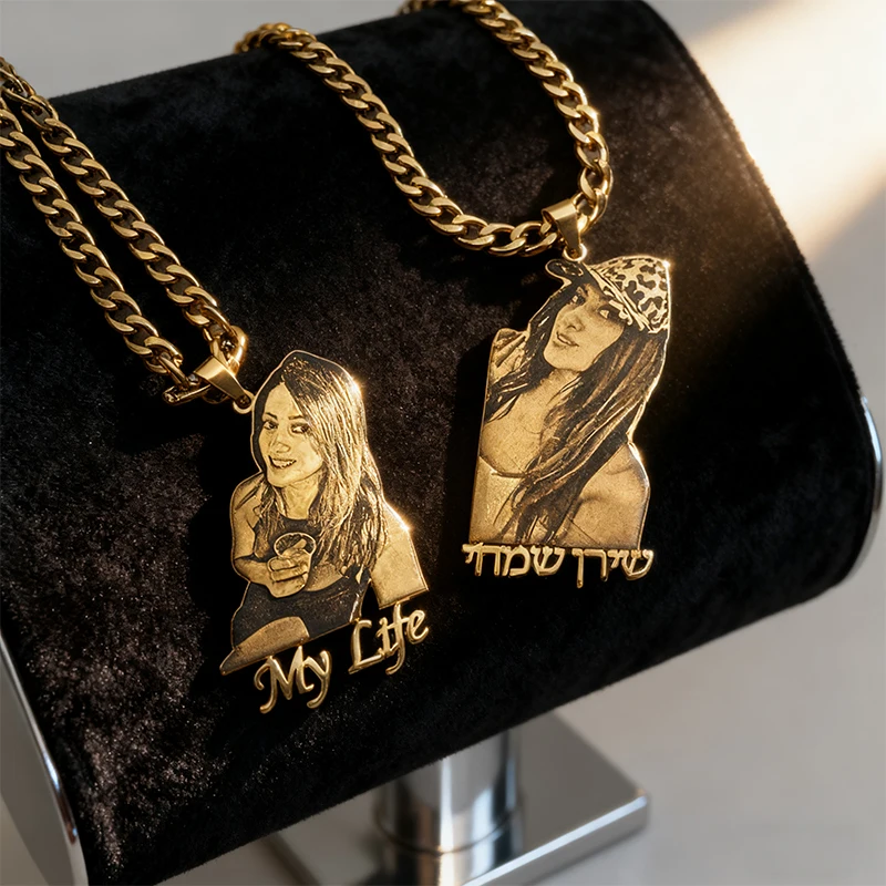 

Stainless Steel Customized foto personalizado Name Text Necklaces Woman Man collares para mujer Cuban Chains Pendant Necklace