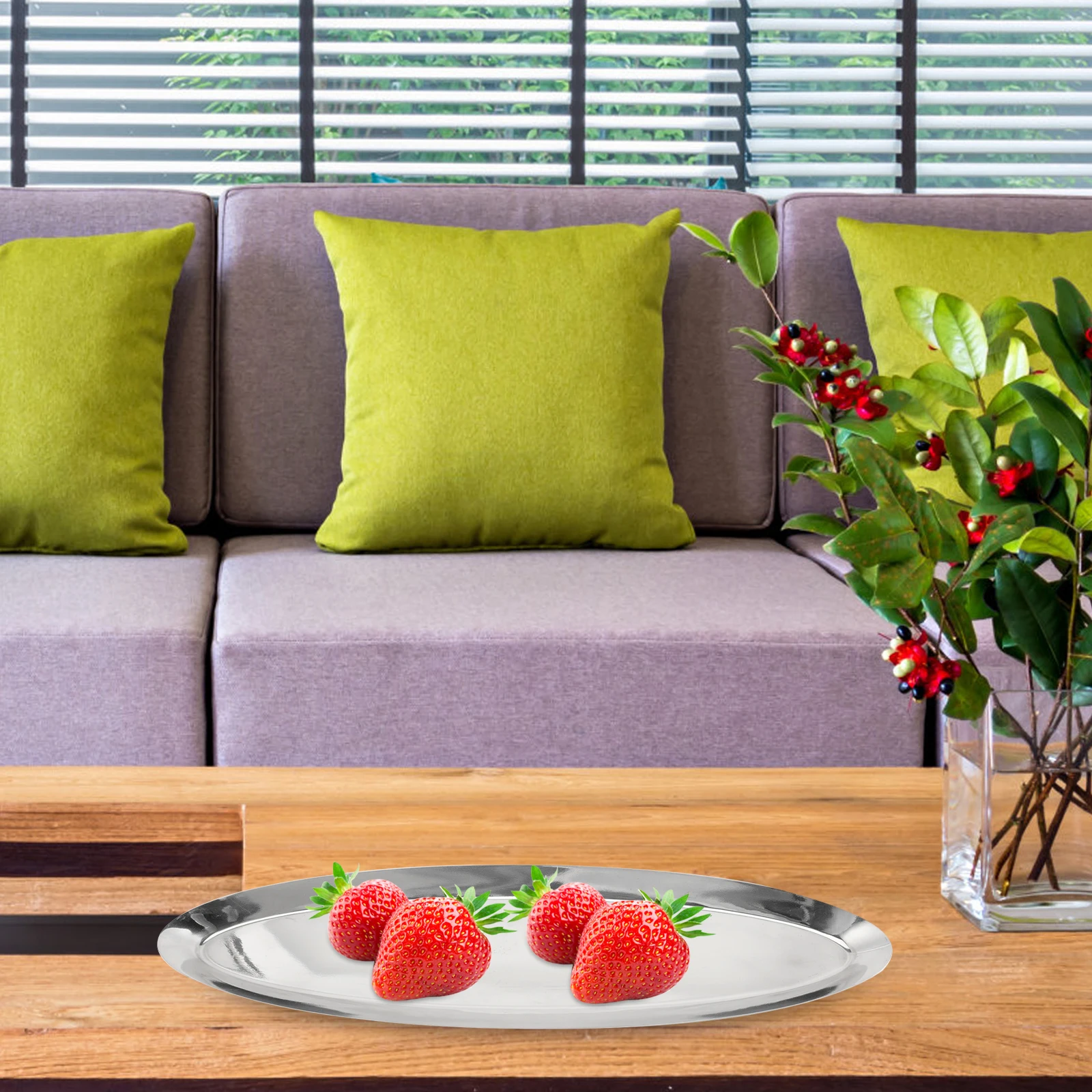 

Creative Snack Plate Food Shaped Stainless Steel Oval Platter Multi-functional Tray for Fruit Candy Biscuits Kitchen Bar