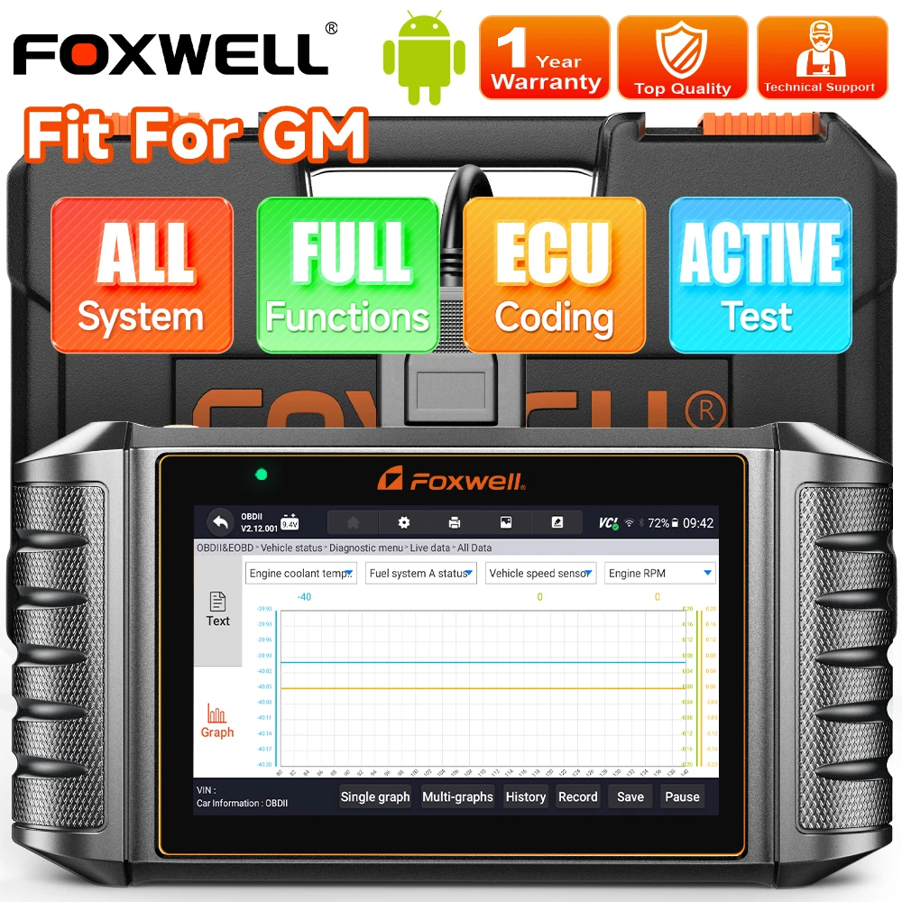 New FOXWELL NT710 For GM Buick Chevrolet Bidirectional OBD2 Scanner Car Diagnostic ECU Coding All System A/F Adjust IMMO