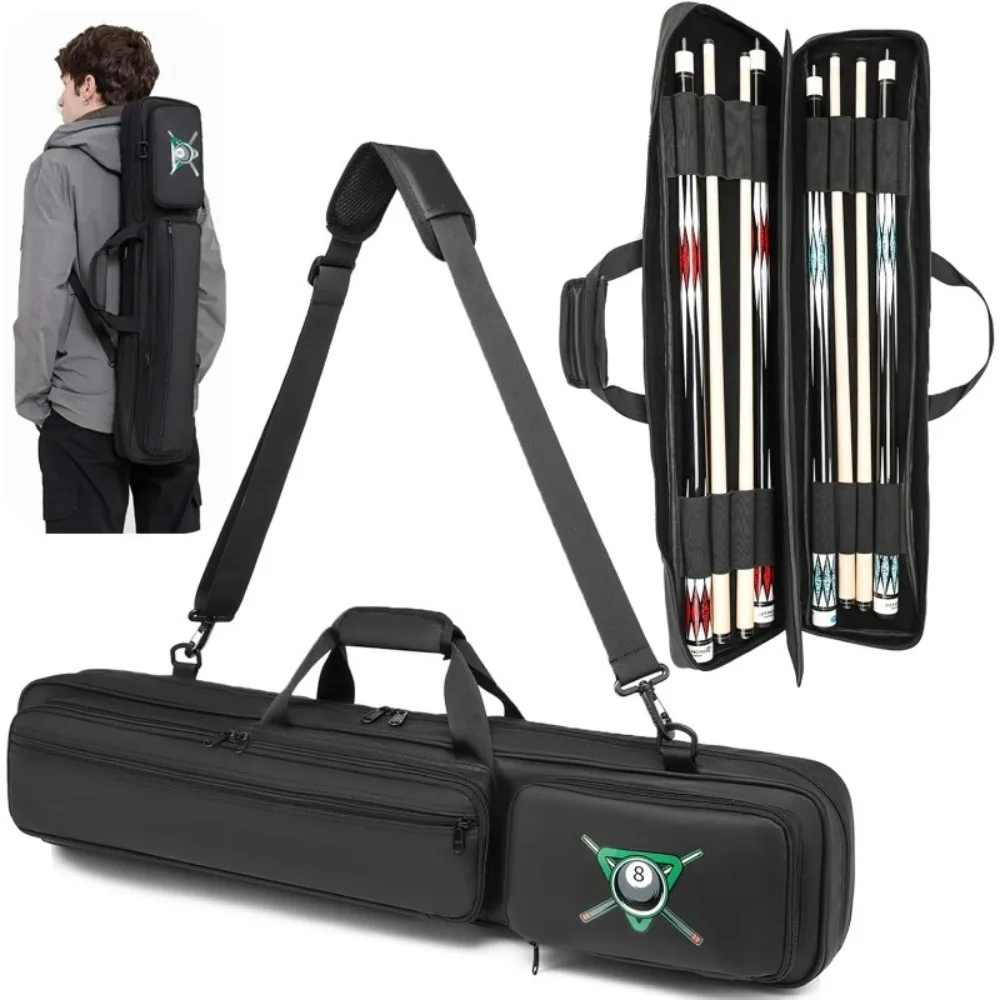 

Pool Cue Case 4x4 Pool Stick Case with Multiple Pockets Waterproof soft Billiard Cue Bag with Shoulder Strap for Men & Women