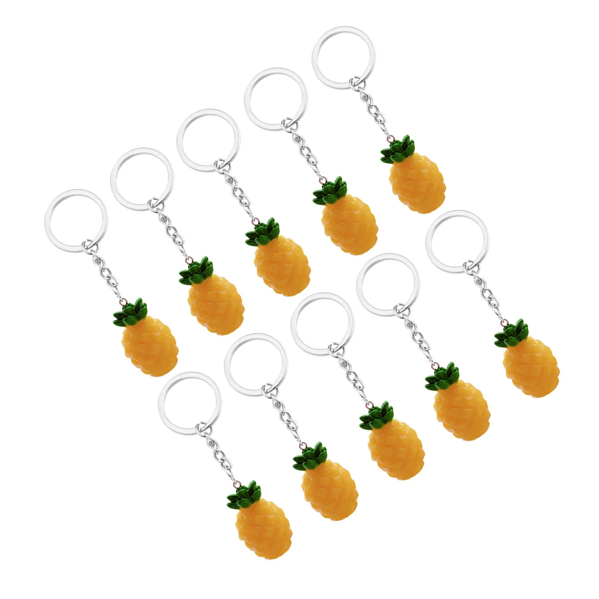 10pcs Lovely Fruit Key Chain Pendant Imitation Pineapple Decoration Resin Pendant (Yellow) Keyring Pendant