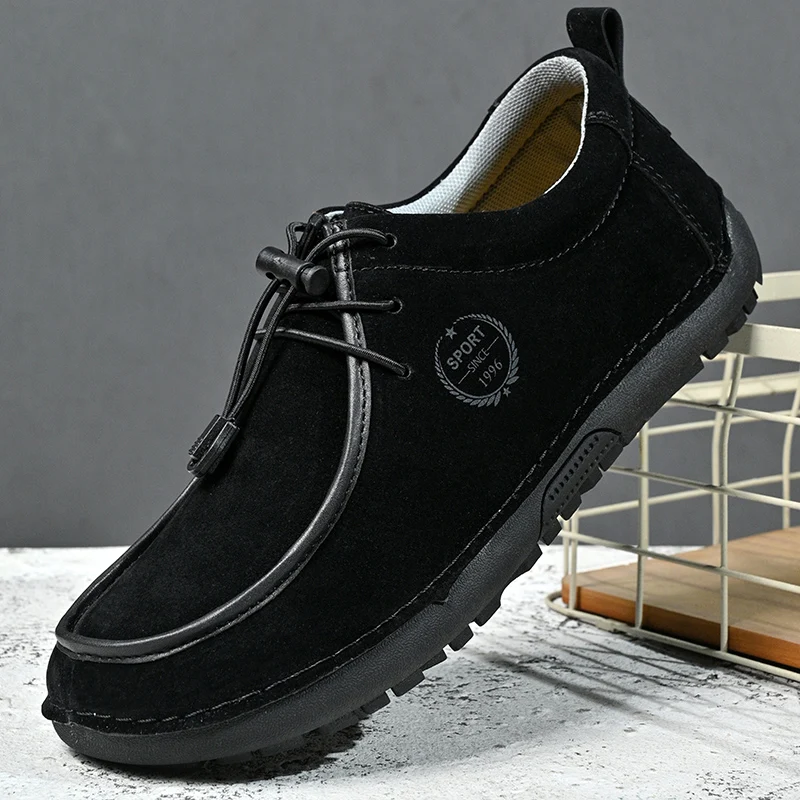 

New Men's Flat Casual Shoes Suede Leather Men's Shoes Comfortable Outdoor Loafers Breathable Handmade Men Driving Shoes Size 48