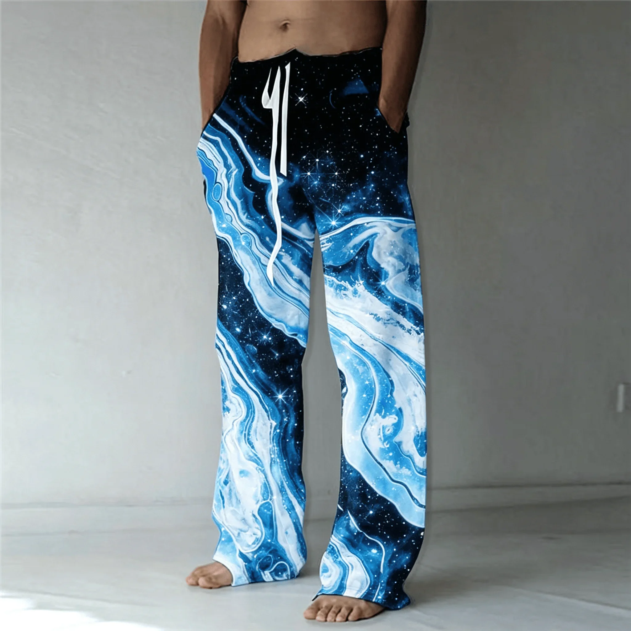Unisex Vintage Tie Dye Marble Print Wide Leg Pants Casual Streetwear Vacation Everyday Loungewear Trousers for Adult Men Women