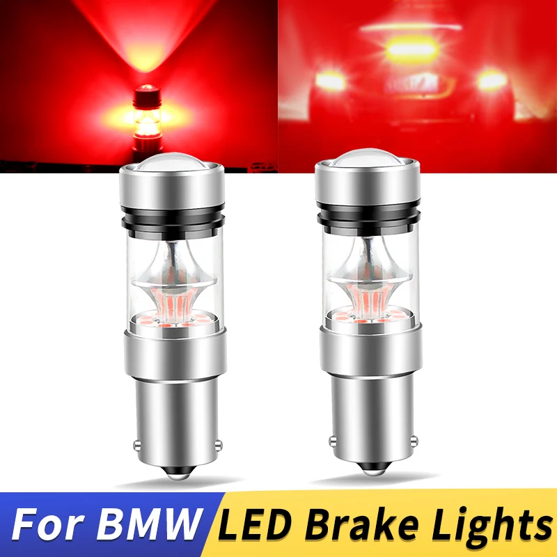 2Pcs 12V Car LED Brake Light Red Bulbs Lamp 1156 P21W Canbus No Erro For BMW 1-Series E81 E87 Convertible E88 Coupe E82 2-Series