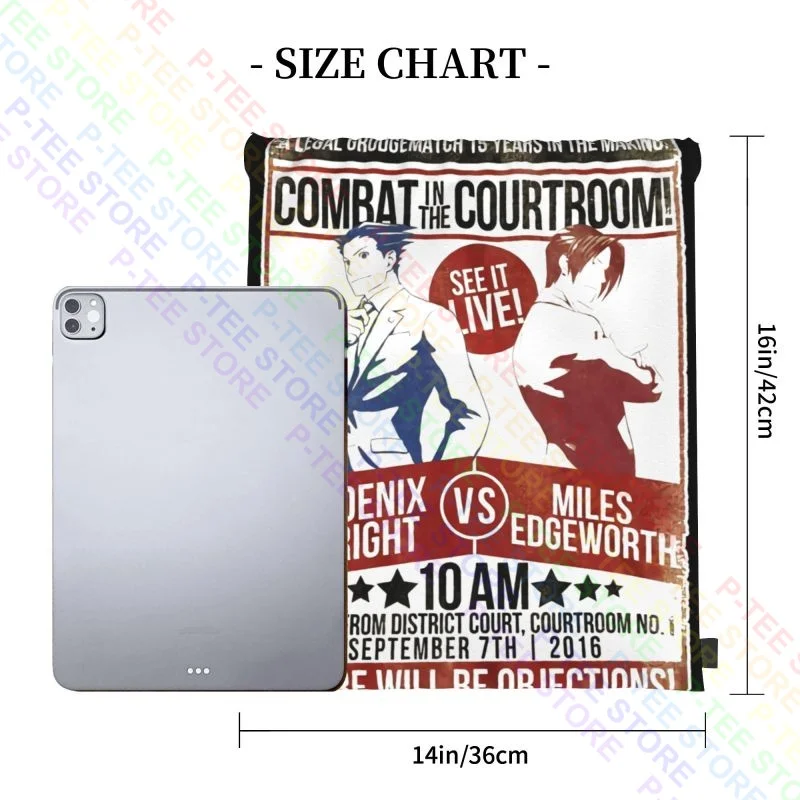 Ace Attorney Combat In The Courtroom Phoenix Wright Edgeworth Game Drawstring Bags Gym Bag Hot Personalised