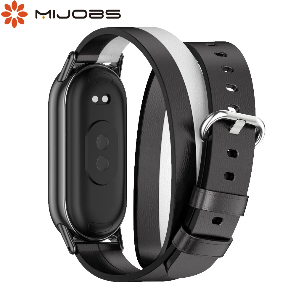 Mi Band 8 Leather Strap for Mi Band 9 Double-Loop Bracelet for Mi Band 7 Correa Smart Watch Miband 6 5 4 3 Replacement Strap