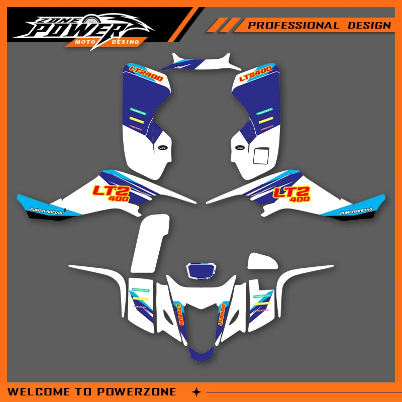 

POWERZONE Motocross Team Graphics Background Sticker Decal Kits For SUZUKI LTZ400 KFX400 2003-2008 KFX LTZ Customized Number 04
