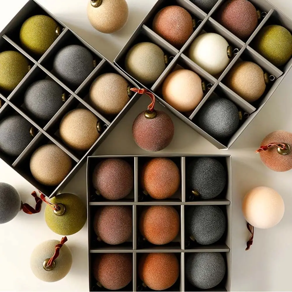 

9 шт., 8 см, бархатный рождественский шар, подвеска, небьющиеся флокированные рождественские подвесные шары, многоразовые елочные украшения