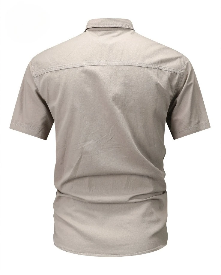 Lightweight Men's Short-sleeve Cotton Shirts for Summer; Stylish Outdoor Workwear Shirt, Black, Blue, Gray, Green, Yellow, Red.