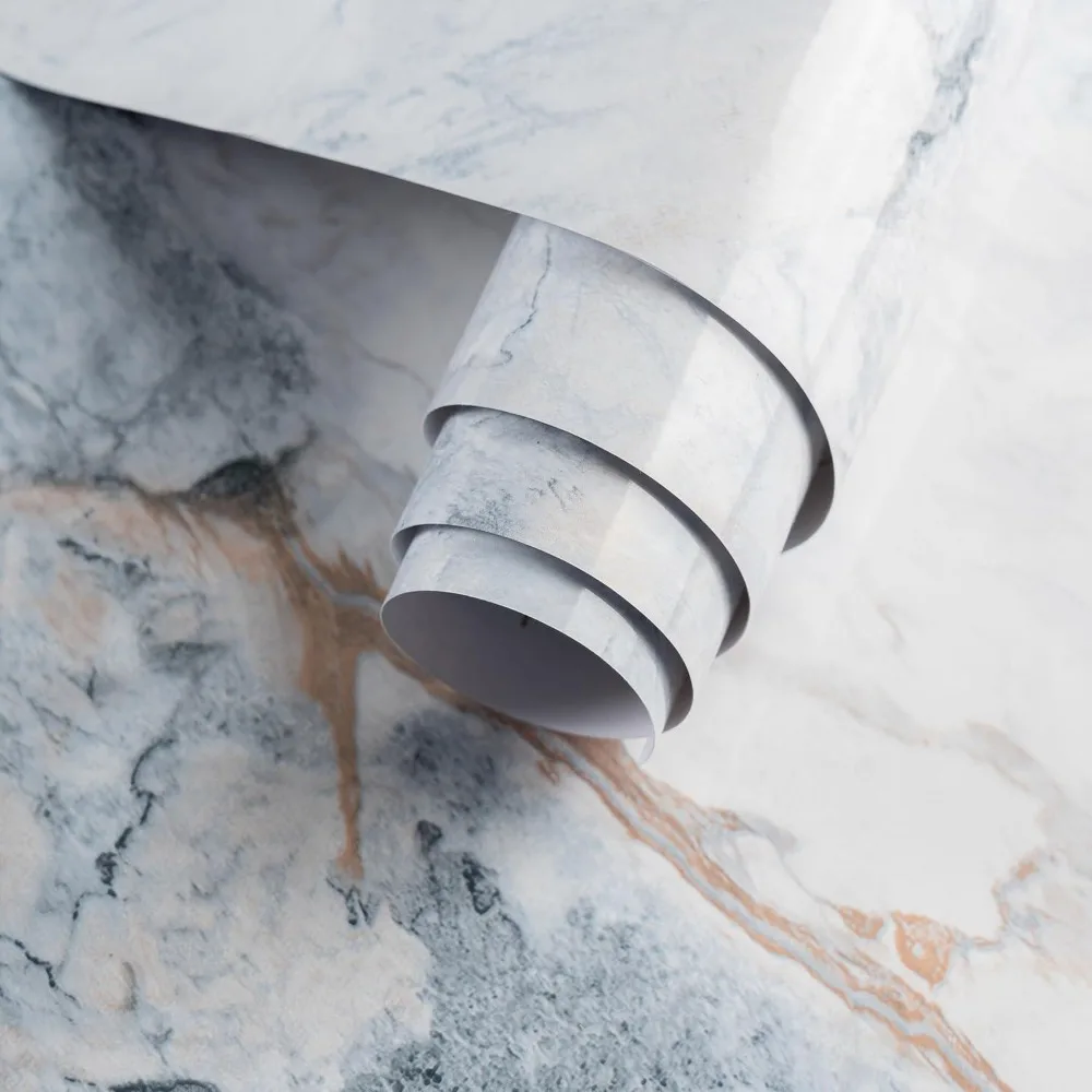 197x48 بوصة توسيع الأبيض الأزرق الرخام ورق حائط المطبخ الجرانيت كونترتوب الفينيل التفاف صفح ورق اتصال قشر مقاوم للماء و s