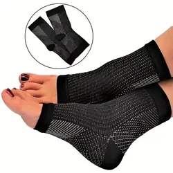 2 Pair Compression Socks for Ankle Support, Open Toe Design for Plantar Fasciitis Pain Relief