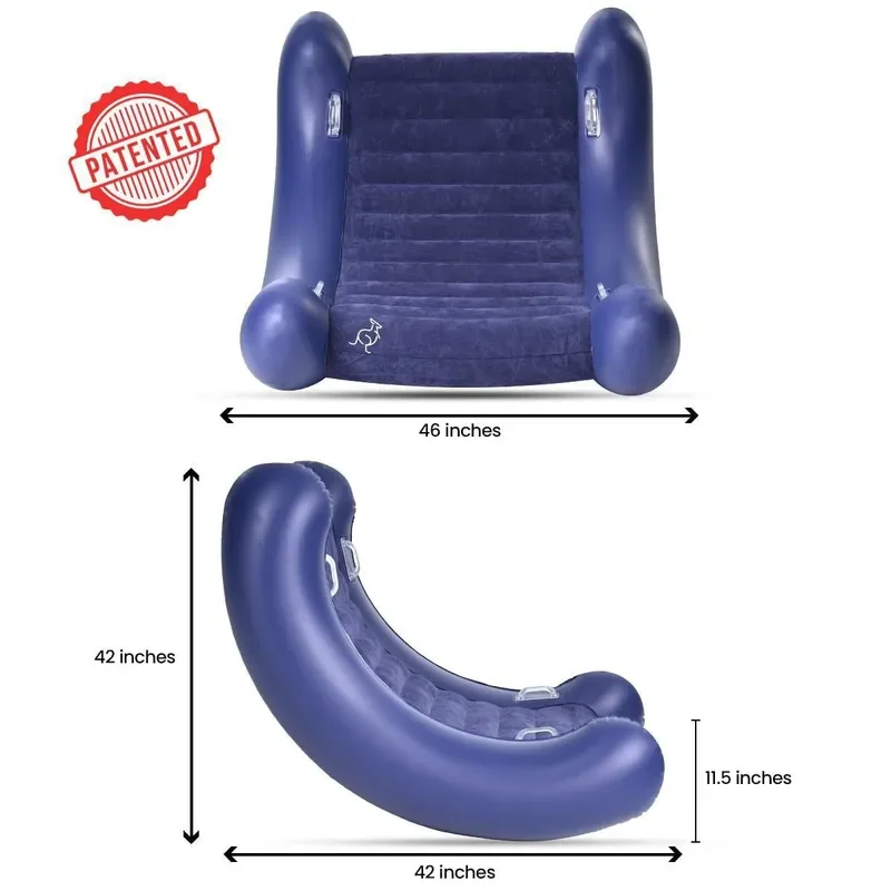 Inflatable Flocking Armchair PVC Recliner Sofa Portable Lounge Chair for Indoor Outdoor Leisure Home Garden Camping Seat