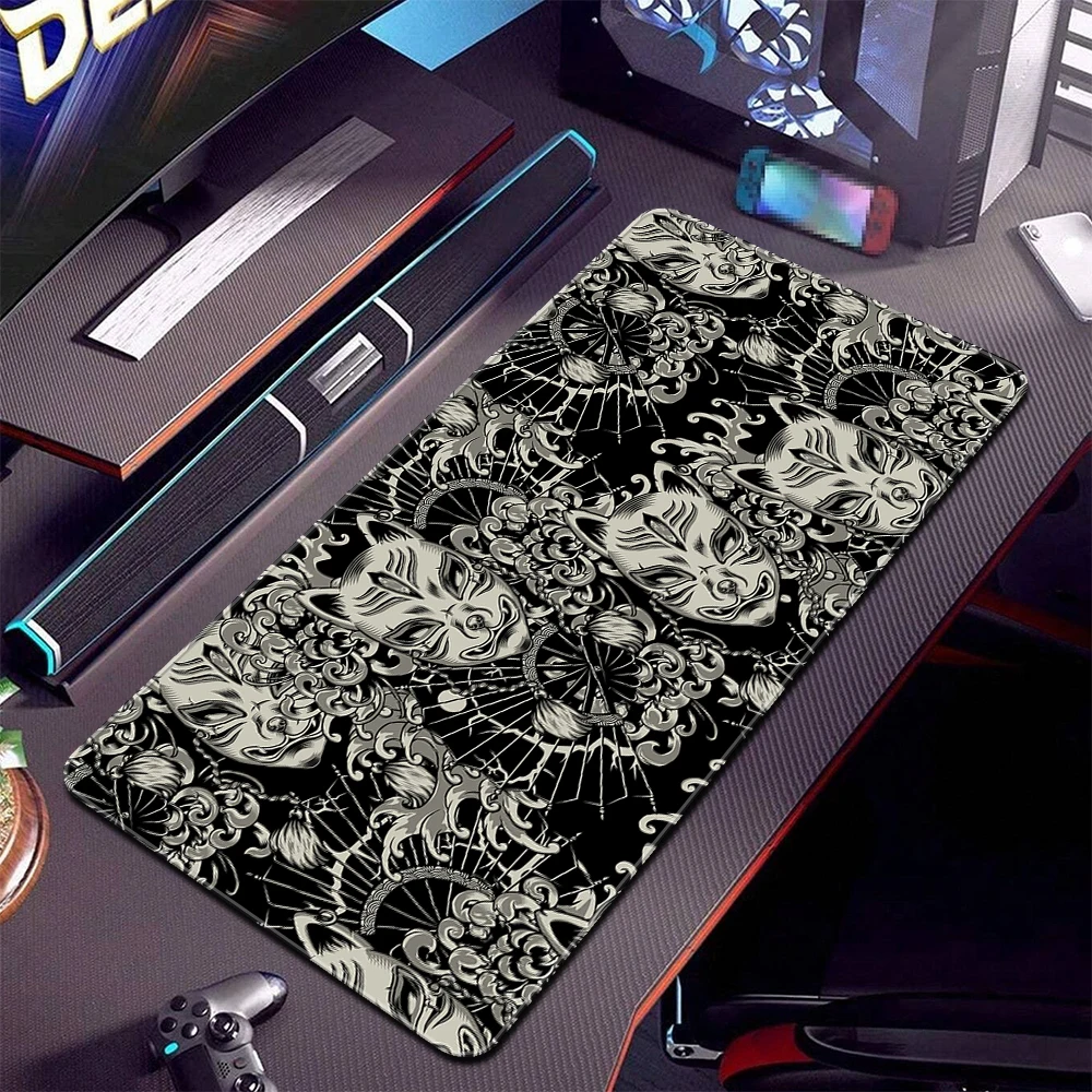 

Gamer Mouse Pad Fox Mask Large Mousepad XXL Non-Slip Mouse Mat Art Locking Edge Deskmat Pc Gamer Computer Accessories Table Mat