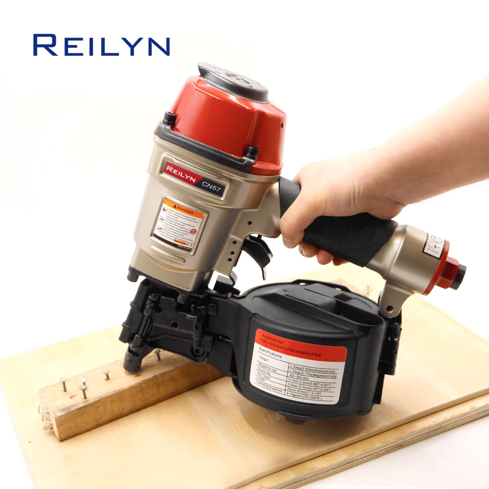 Reilyn CN57 Air Coil Nailer 25-57mm Pneumatic Nail Gun for Pallets Fencing Framing Roof Decorate Board Production Construction