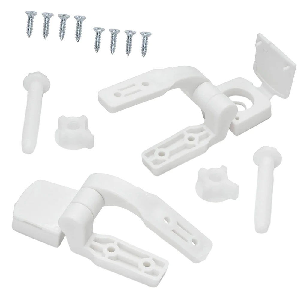 2 Sets  White Plastic Toilet For Seat Lid Hinge Replacement With Bolts Screw Nuts Toilet Holder Cover Ring Connection Assembly