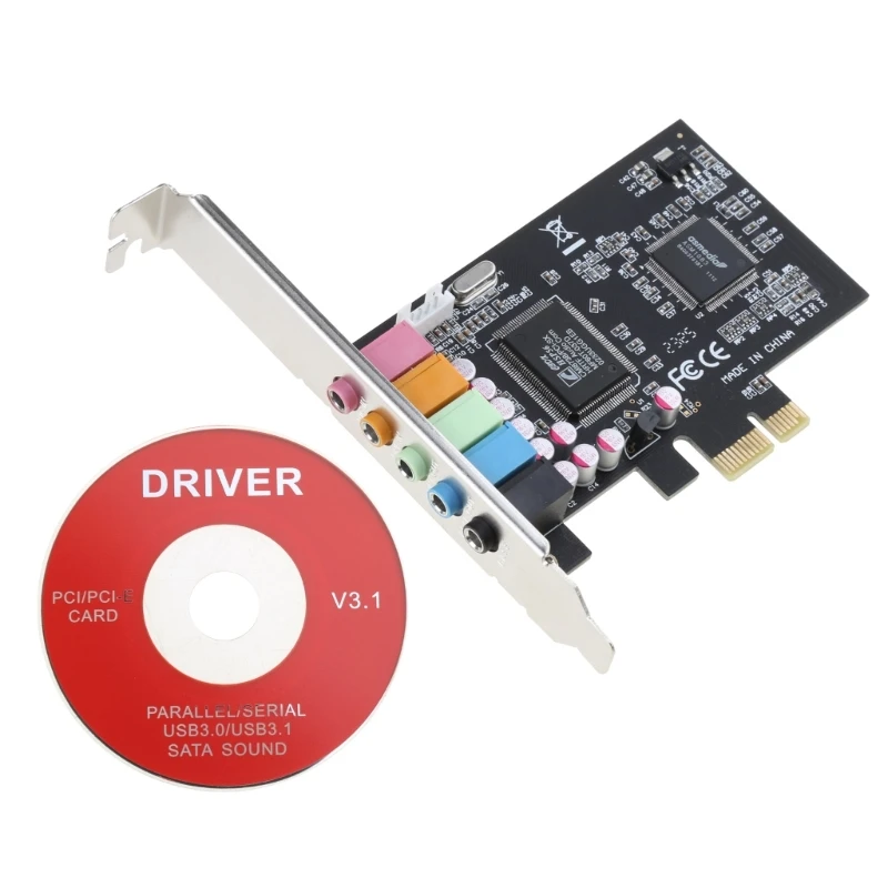 Card âm thanh bên trong 5.1 cho PC dành cho Windows xp/7/8/10, Thẻ âm thanh nổi 3D với CMI8738 Chip32/64 Bit PCI cho