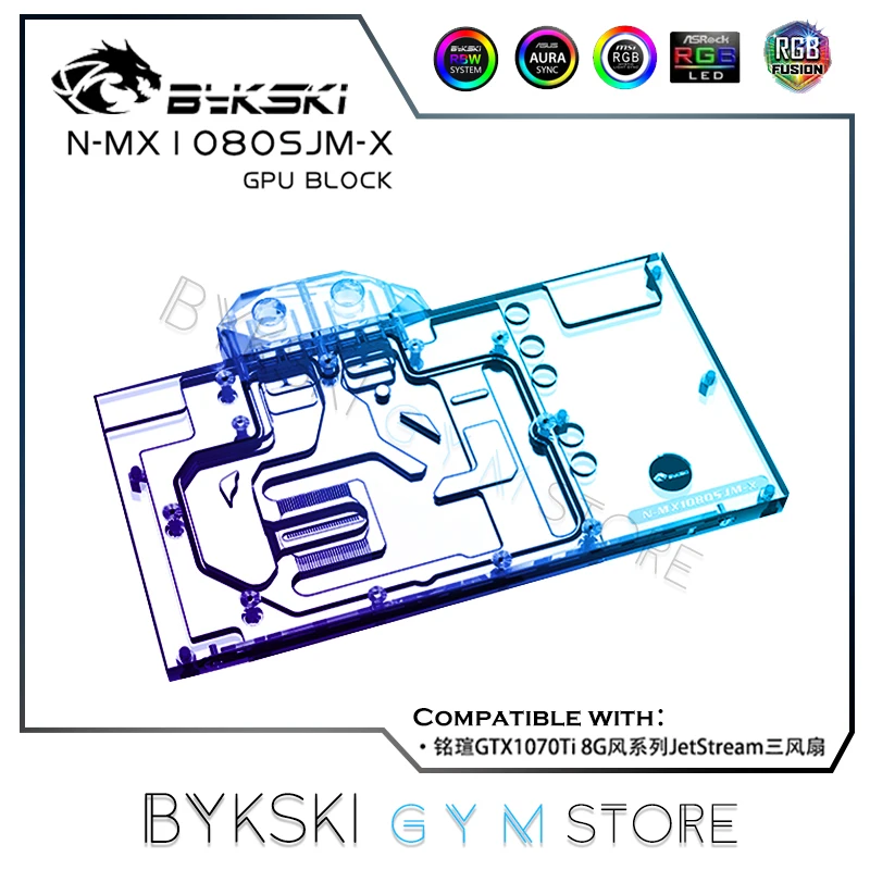 BYKSKI Full Cover Graphics Card GPU Water Block For Palit/MAXSUN/XENON GTX1080 Super JetStream 8G/ GTX1070TI GameRock 8G RGB