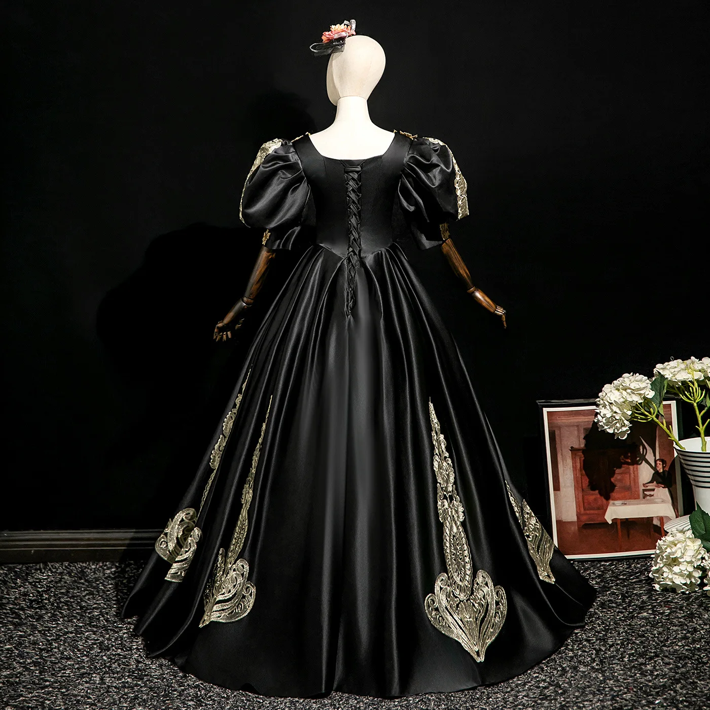 Abito da passerella della corte russa, dramma di viaggio, fotografia, foto, regina oscura, riunione annuale, costume gotico, Vestido De Noche Fiesta Lujo