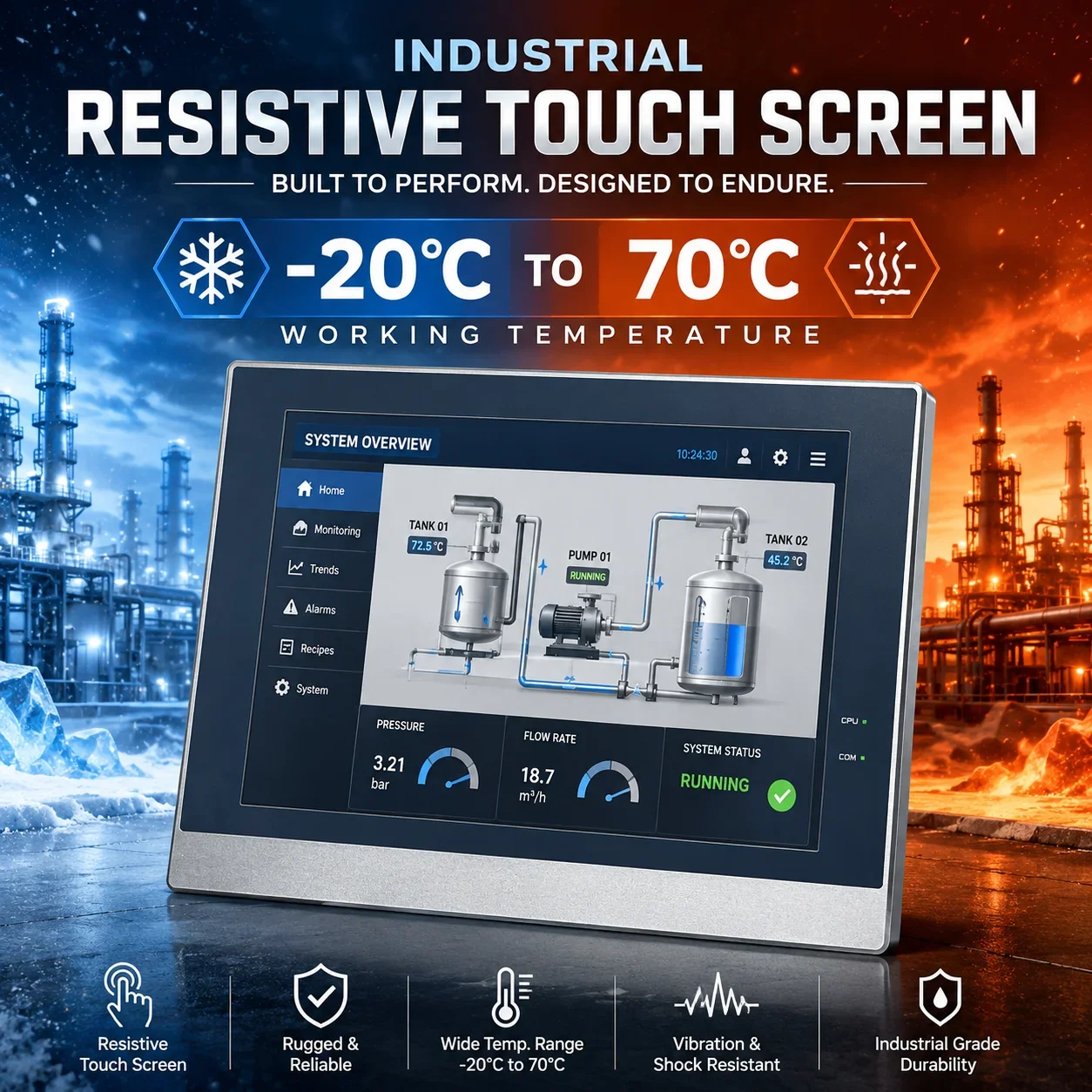Mochuan 12.1 Inch Marine Industrial Lcd Monitor Human Machine Interface Touchscreen Hmi