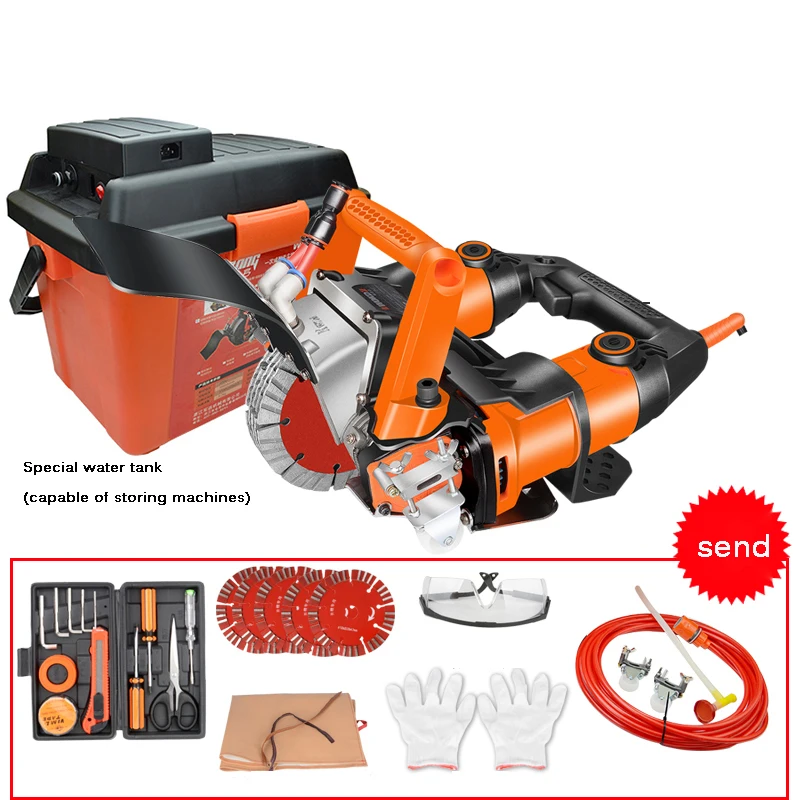 

220V/6800W Electric Slotting Machine Wall Cutting Electric Circular Saw Concrete Dust-Free Wall Groove Cutting Machine Tool