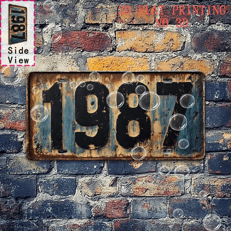 2D Flat, 2D Flat Printing, Decorative Sign, 1pc, Retro 1987 Aluminum Sign (29.97cm X 14.99cm), Suitable for Man Cave, Bar, Garag