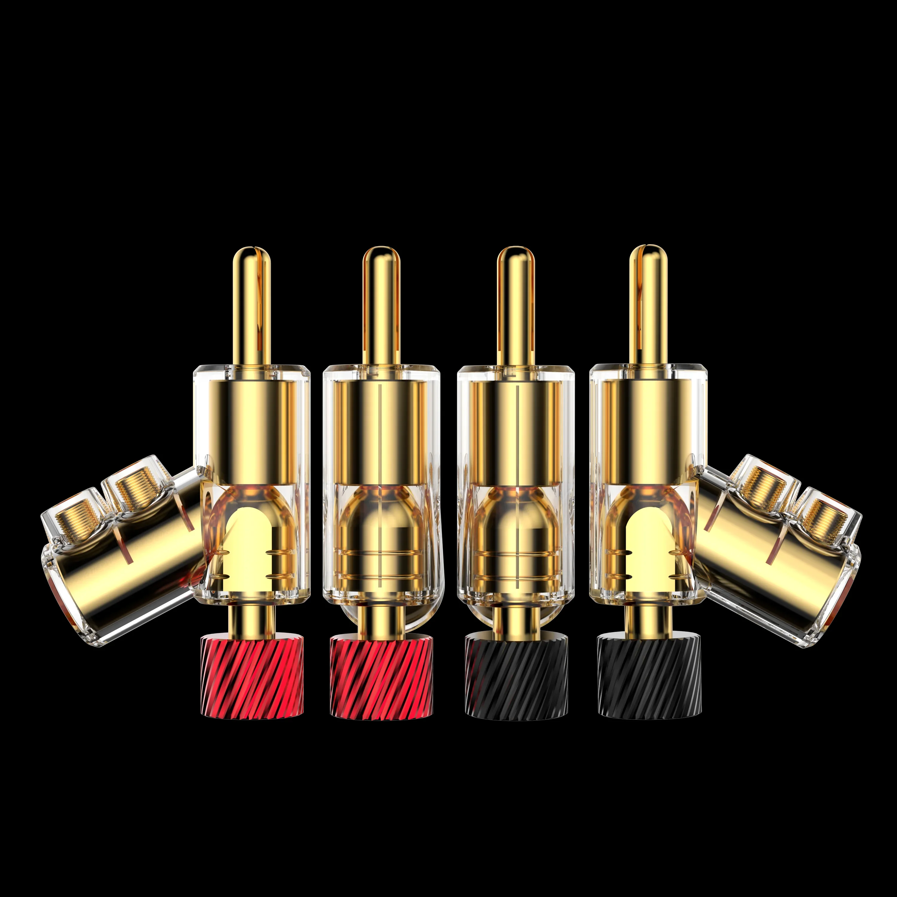 Audiocrast M21R/G 45 Degree Double Screw Banana Plug Speaker Connectors Rhodium Plated Lockable Audio Cable Connectors