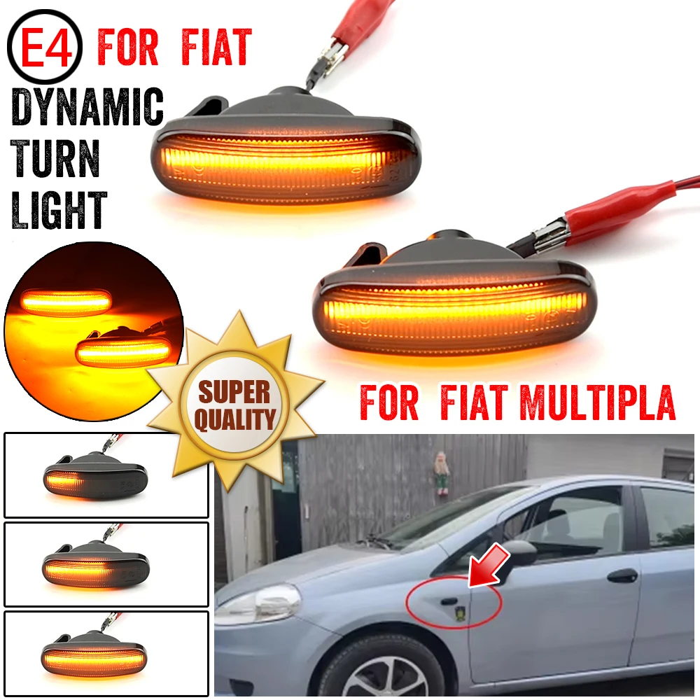 

51717793 Dynamic LED Turn Signal Side Marker Light Repeater Lamp For Fiat Panda 169 Grande Punto Multipla Doblo 2Pcs