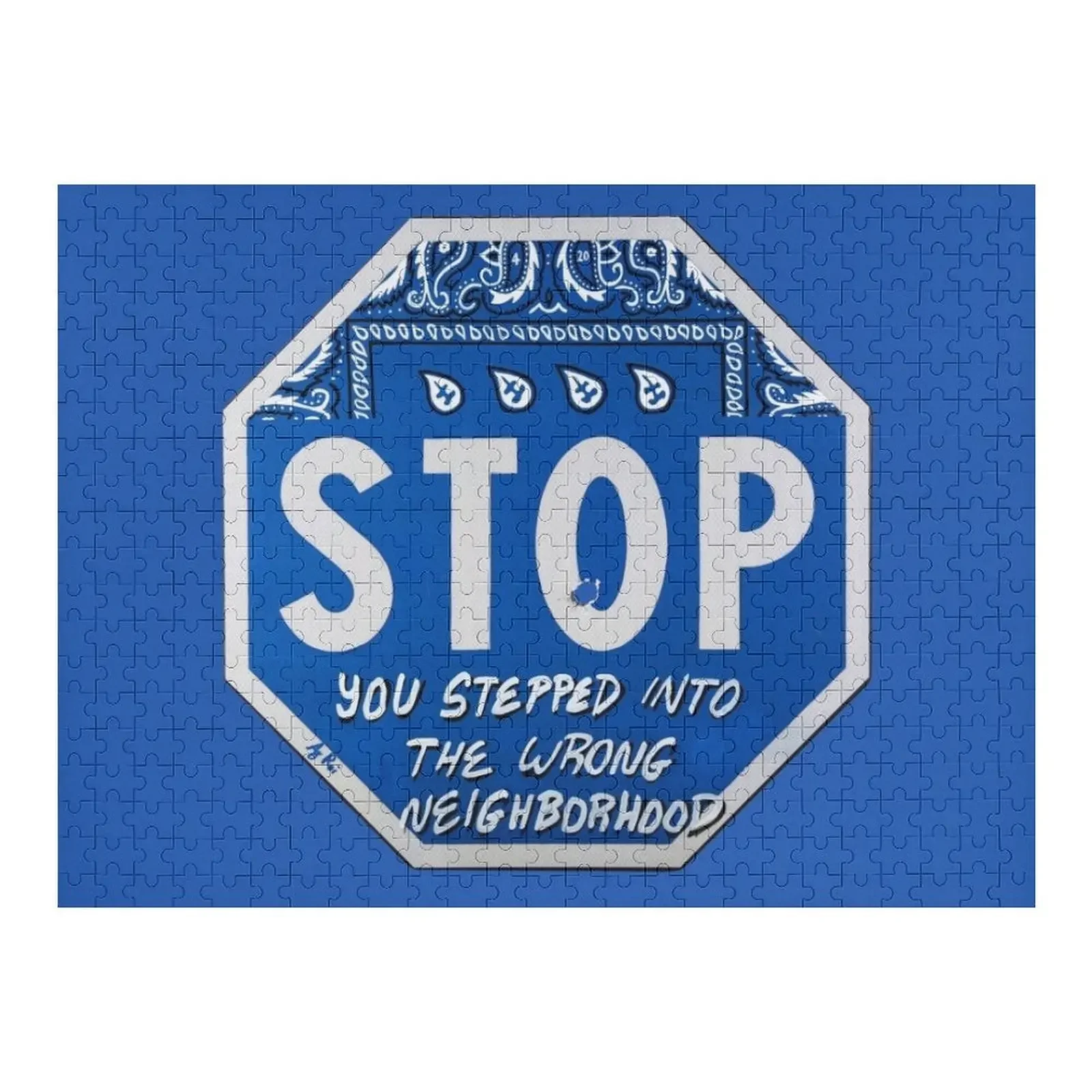 

Road Sign STOP crip bandana with bullet hole Jigsaw Puzzle Custom With Photo Toddler Toys Puzzle
