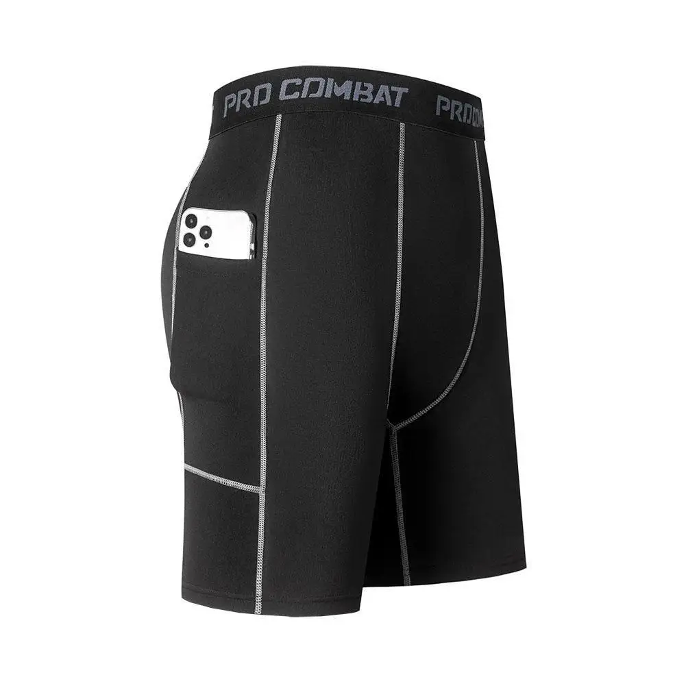 Men's Compression Shorts Men Gym Workout Quick Dry Fitness Training Fitness Shorts Sport Tight Running Shorts Shorts Pocket