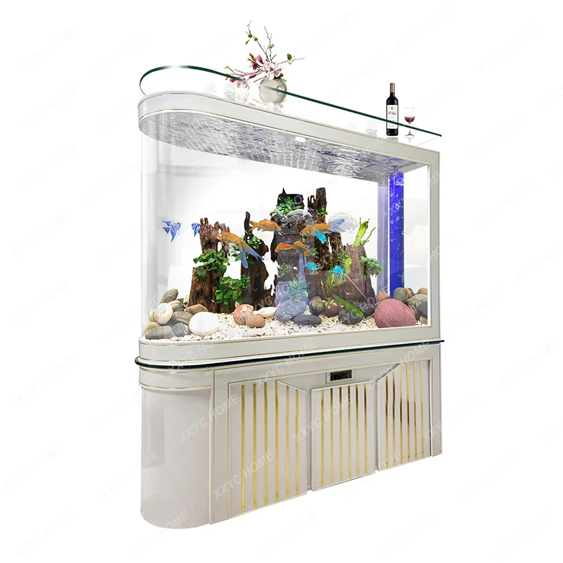 

Fish Tank Aquarium Living Room Floor Home Large Ecological Change Water Hallway accesorios para pecera