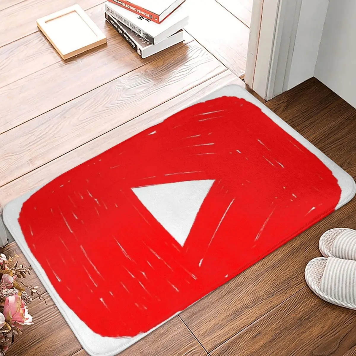 YouTube Pencil Icon Drawing Logo Anti-slip Doormat Floor Mat Carpet Rug for Kitchen Entrance Home Bedroom Footpad Mats